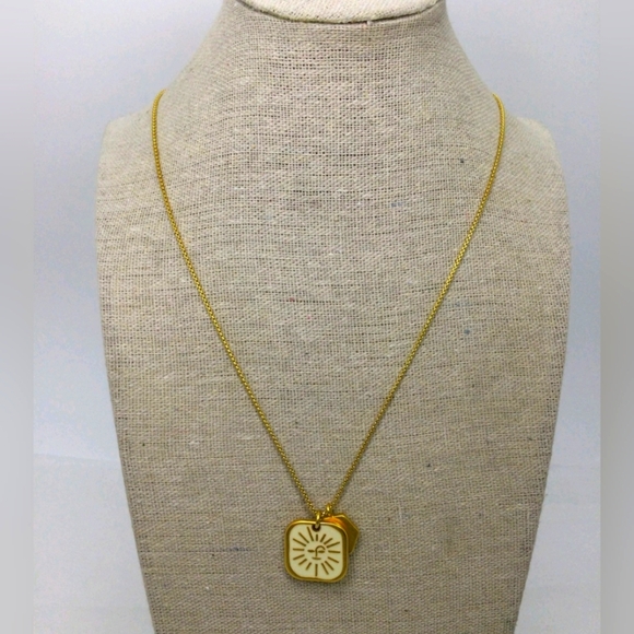 Madewell Goldtone White Enamel Sun Charm Necklace - Picture 1 of 5